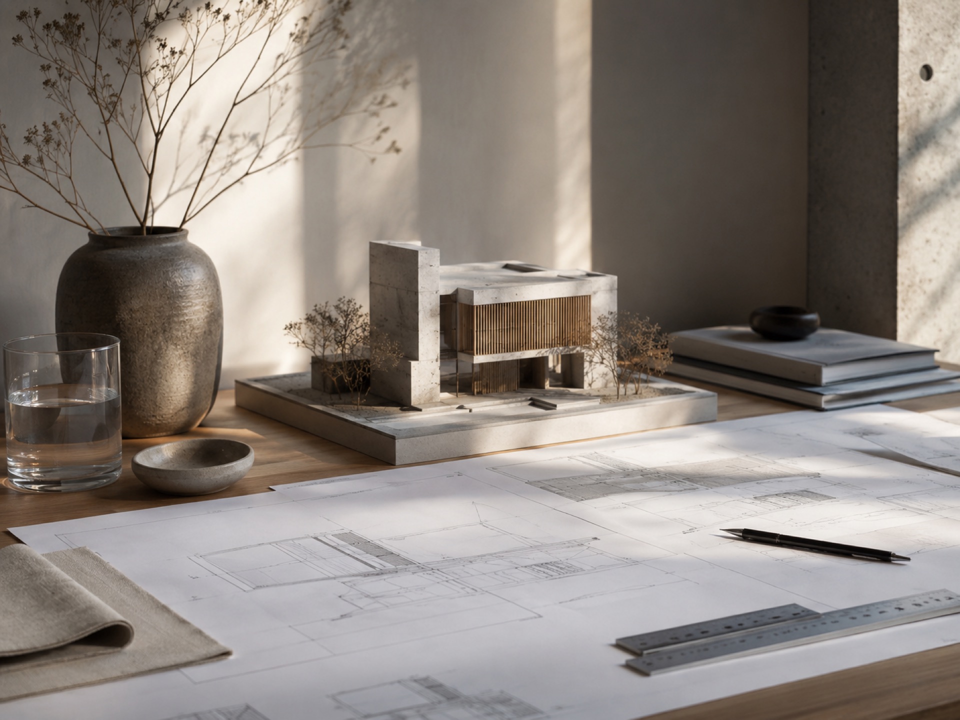 Planos y maqueta física de un proyecto de C&C